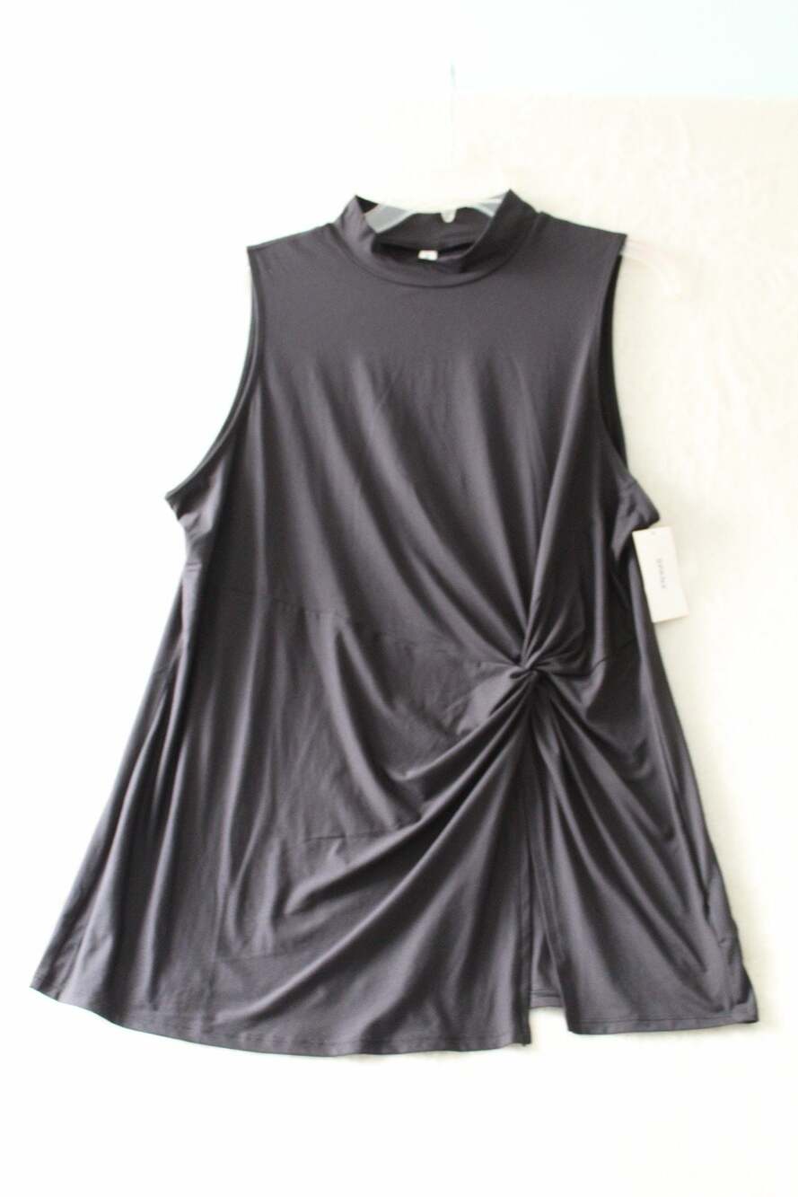 Spanx Sleeveless Mock Neck Twist Front Top Black Size XL